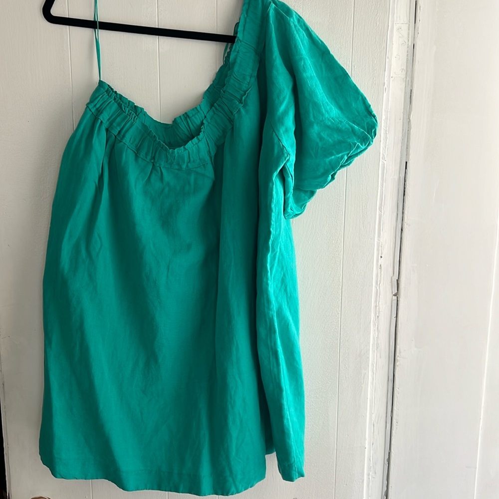 Anthropologie One-Shoulder Teal Dress